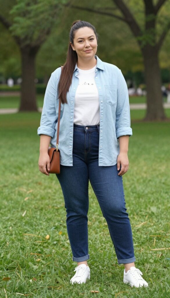 6. High-Waisted Jeans and a Tucked-In Tee