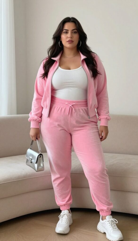 3. Velour Tracksuit with a Rhinestone Accent