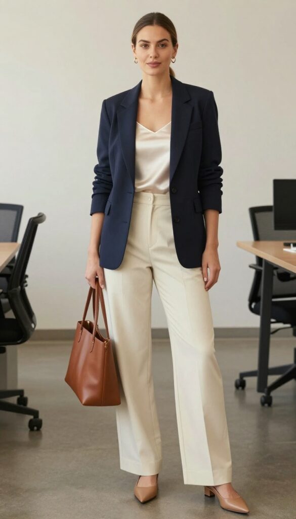 1. The Power Blazer and Wide-Leg Trousers