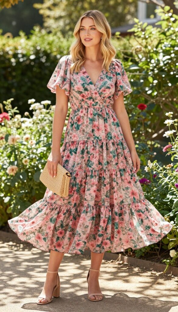 1. Romantic Garden Party with a Flowy Midi Dress