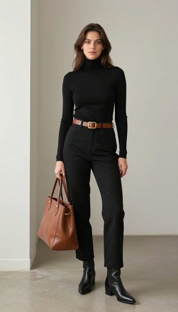 8. Turtleneck and Statement Belt