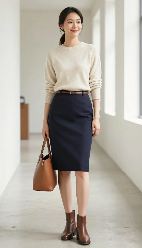 2. The Midi Skirt and Sweater Combo