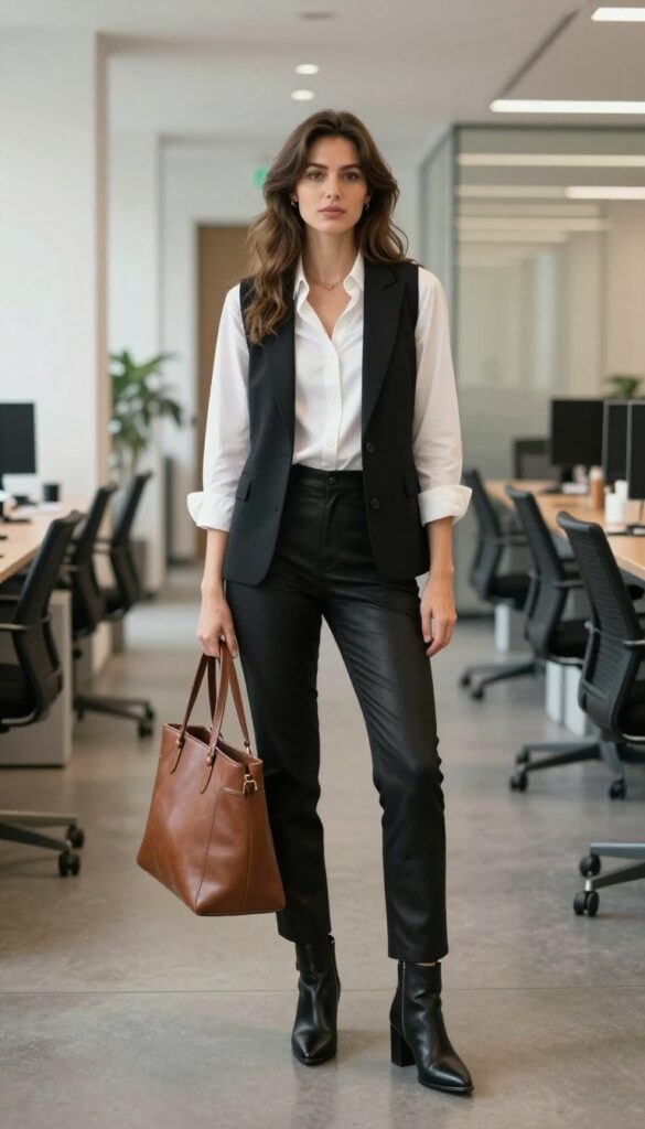 11. The Button-Down + Leather Pants Edge