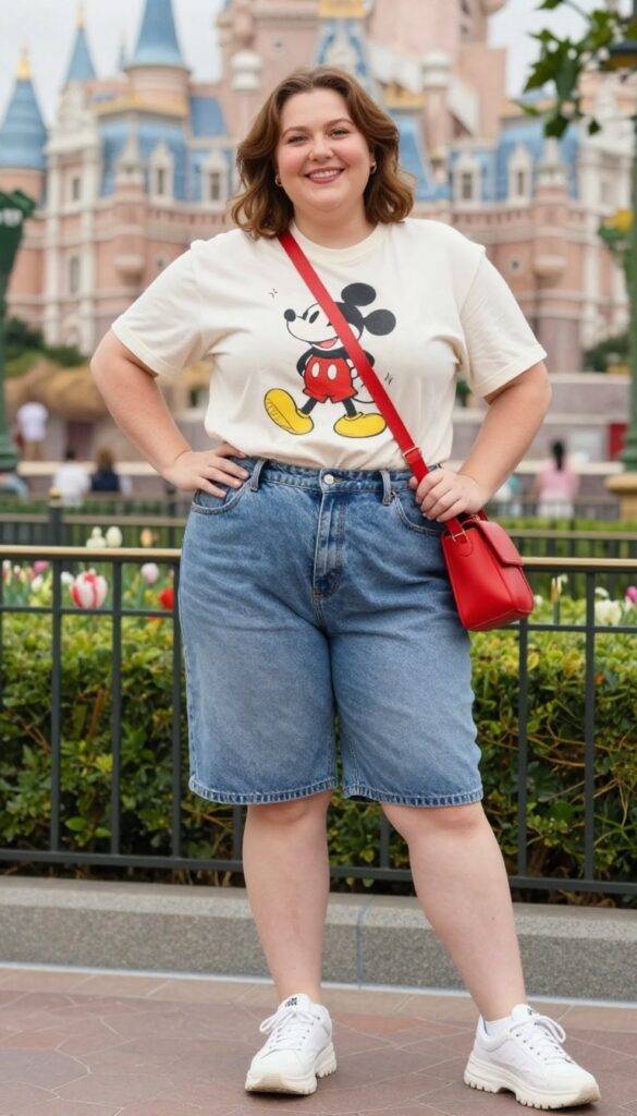1. Classic Mickey Tee with High-Waisted Denim Shorts