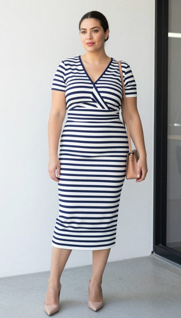 3. Vertical Stripe Midi Dress