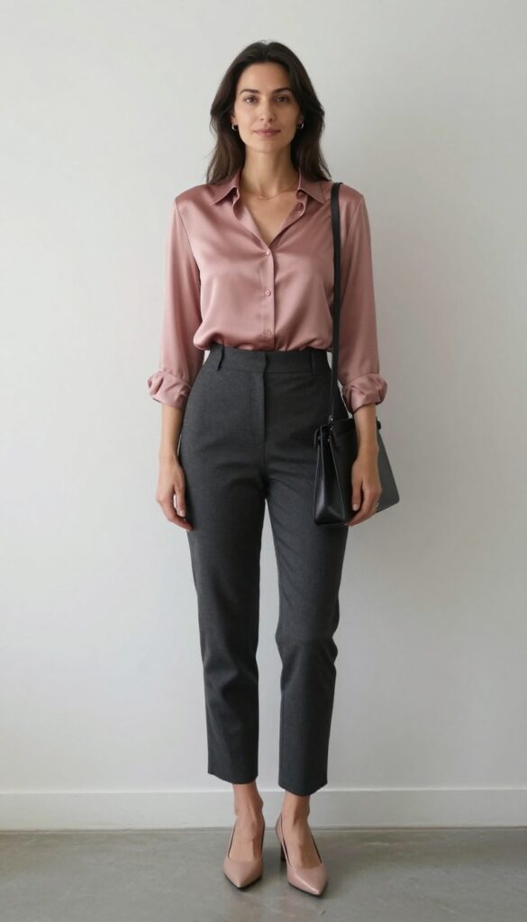 5. Pencil Skirt with a Silk Blouse