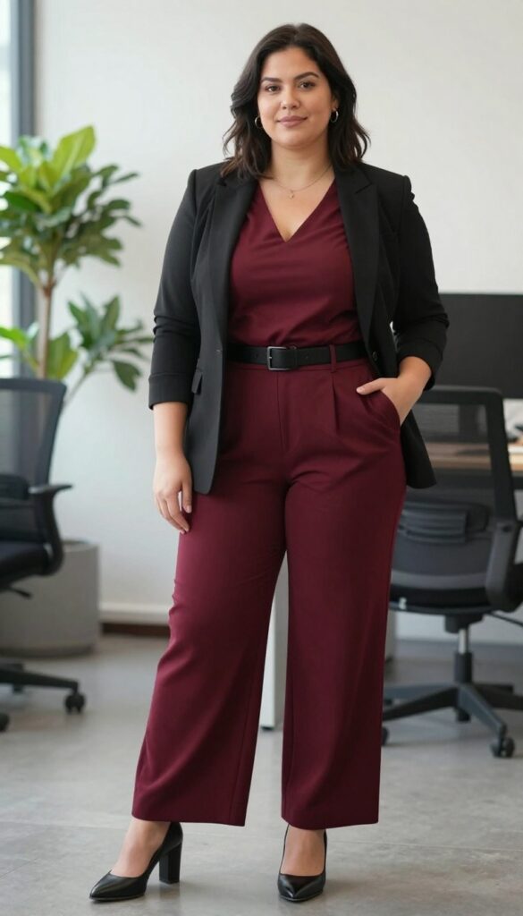 6. Jumpsuit with a Belt and Blazer