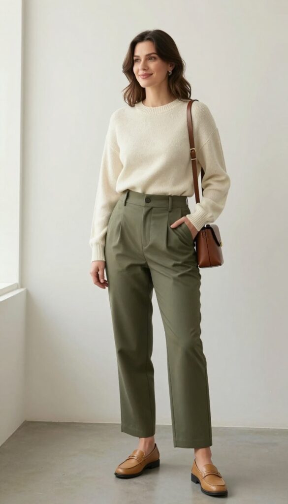 7. Paperbag Waist Trousers and a Fitted Sweater