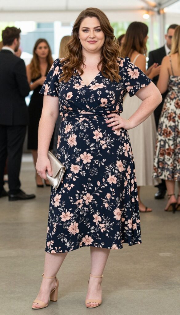 11. High-Low Hem Dress with Block Heels