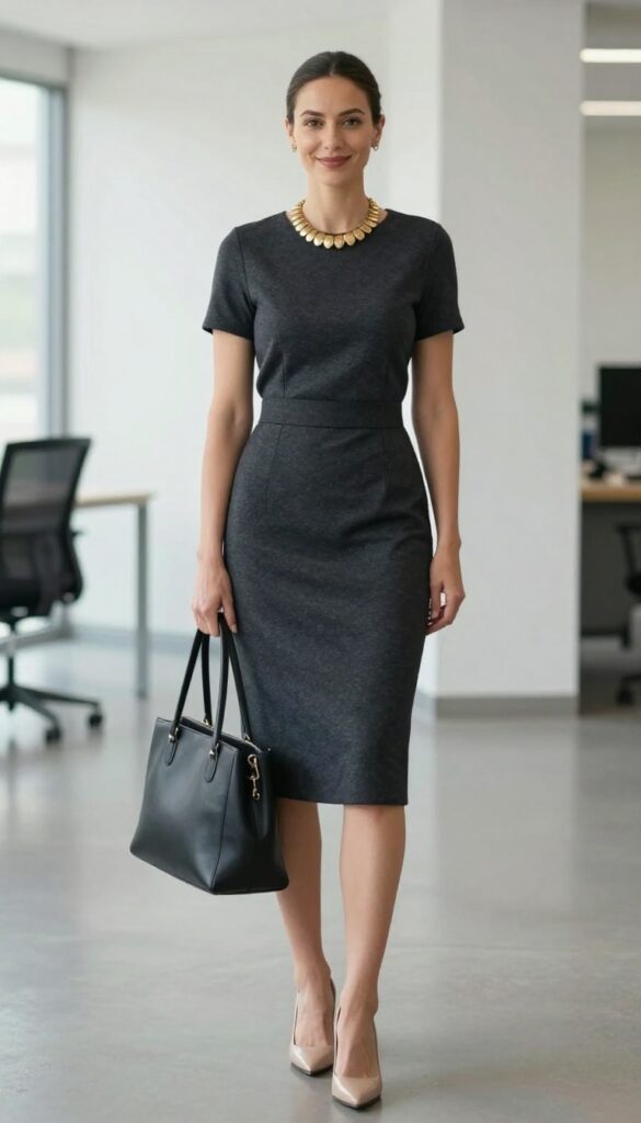 6. The A-Line Dress with a Statement Necklace