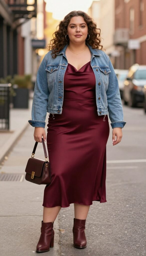 8. Slip Dress with a Denim Jacket for Edgy Romance