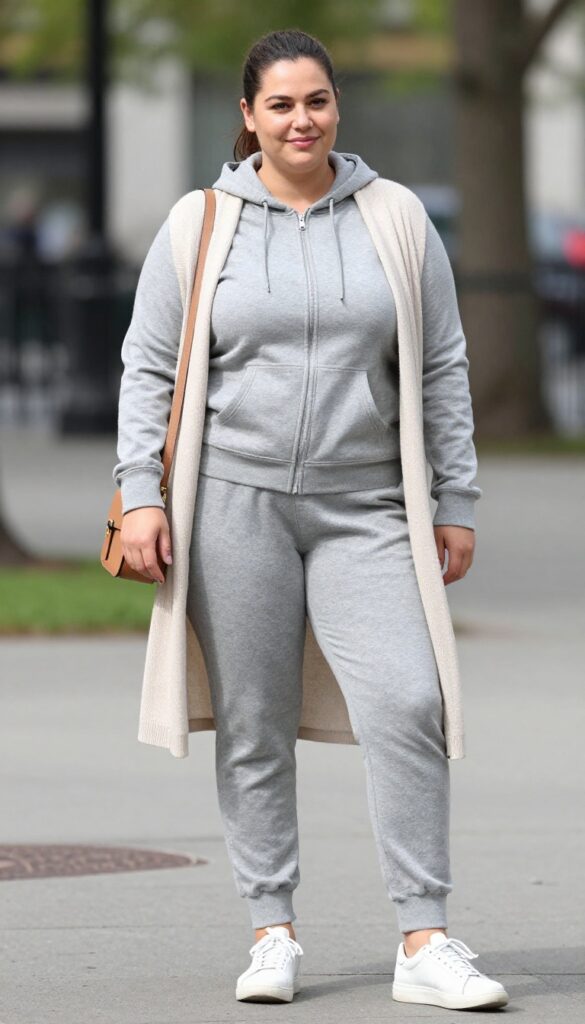 8. Athleisure Set with a Long Cardigan