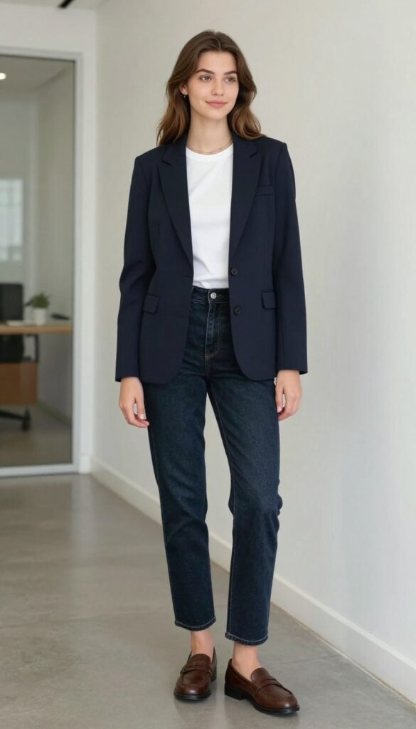 9. The Blazer with Jeans and a Simple Top
