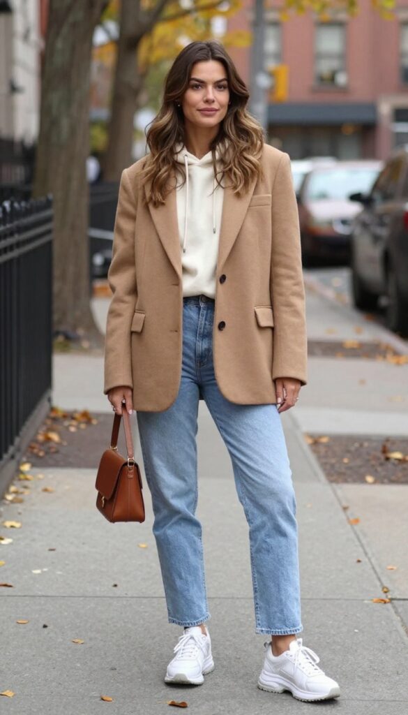 12. Hoodie with Blazer and Dad Sneakers