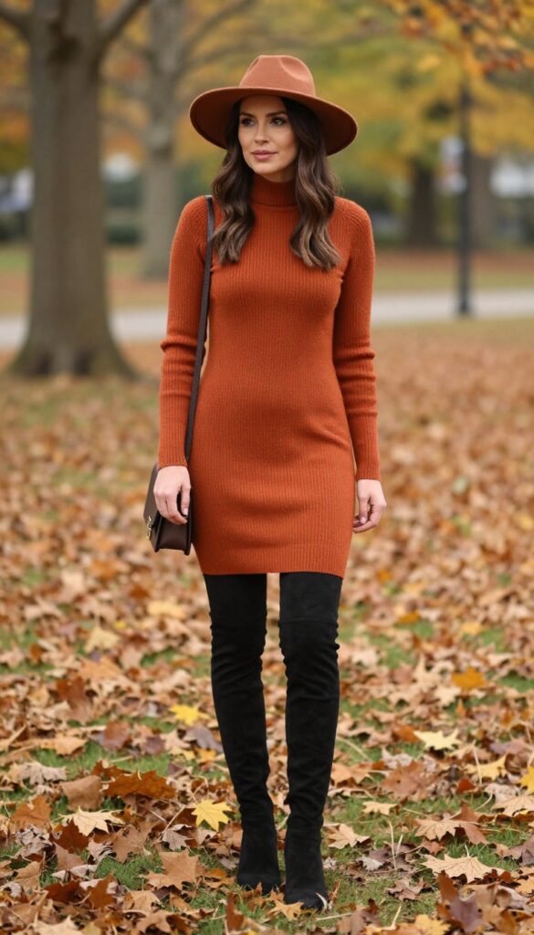 8. Sweater Dress with Over-the-Knee Boots