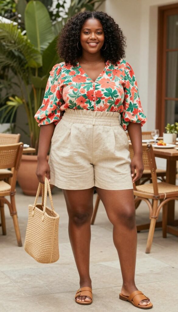 8. Paperbag Waist Shorts + Blouse