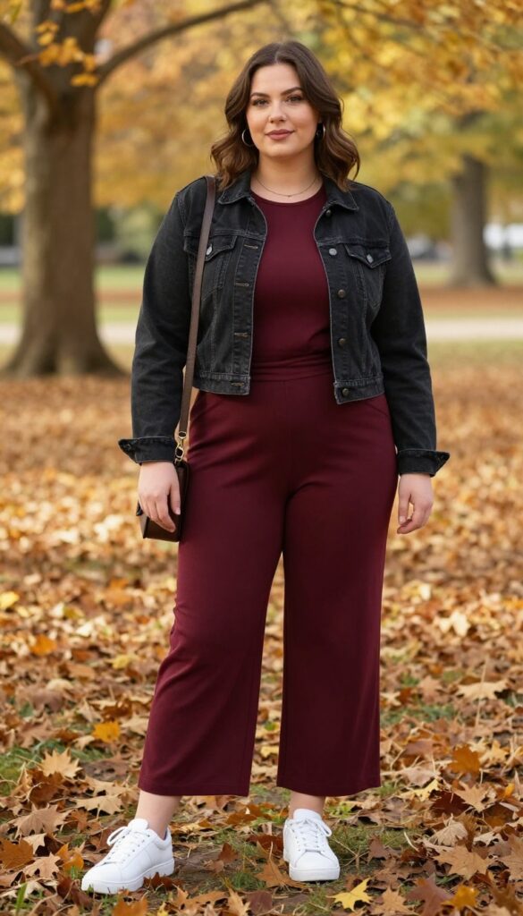 14. Jumpsuit with a Cropped Jacket and Sneakers