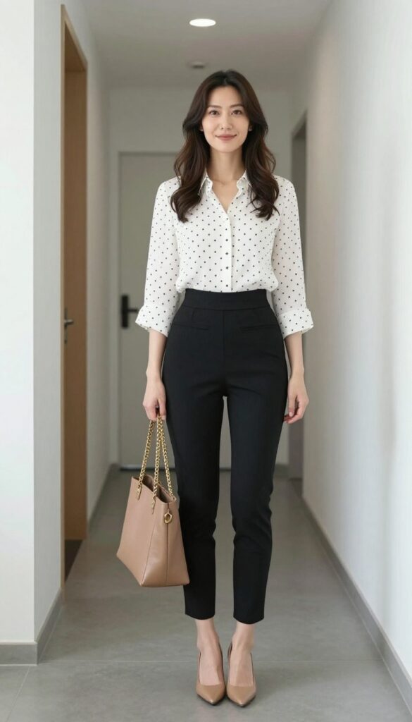 6. Black Pencil Skirt and a Patterned Blouse