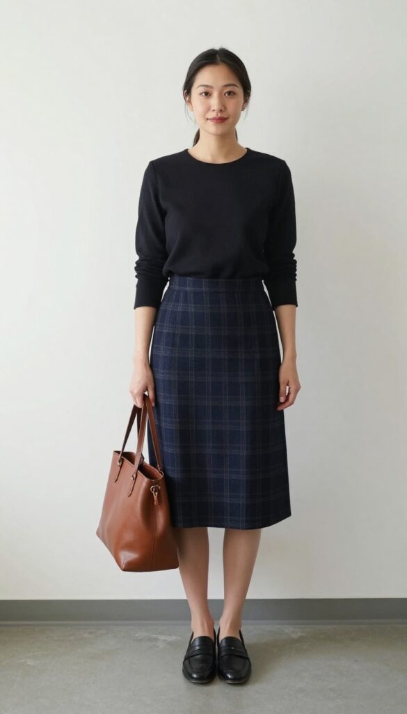 5. Wrap Skirt + Fitted Blazer + Loafers