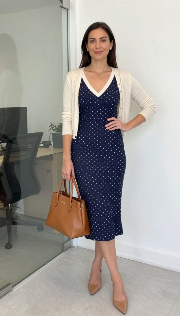 4. The Fit-and-Flare Dress with a Cardigan