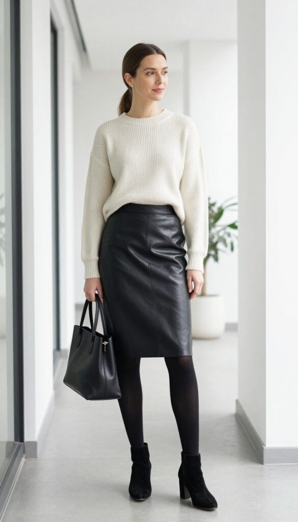 12. Leather Skirt and Sweater