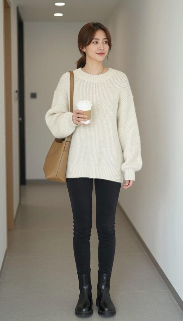 8. Chunky Knit Sweater + Black Jeans + Chelsea Boots