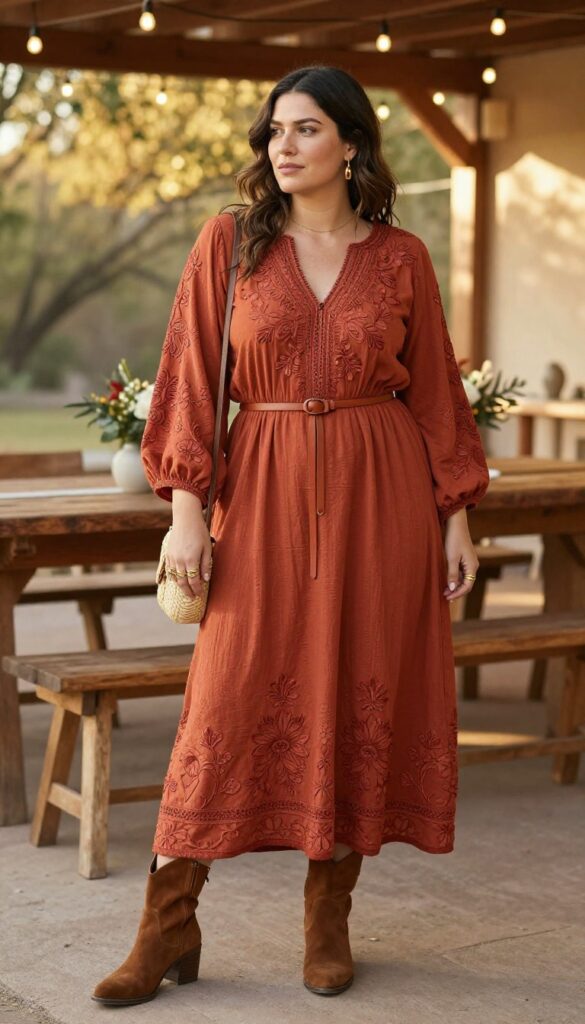 6. Embroidered Bohemian Maxi Dress
