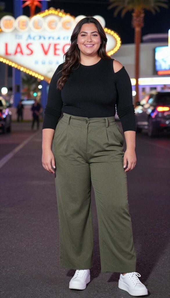 4. Off-Shoulder Top with High-Waist Trousers