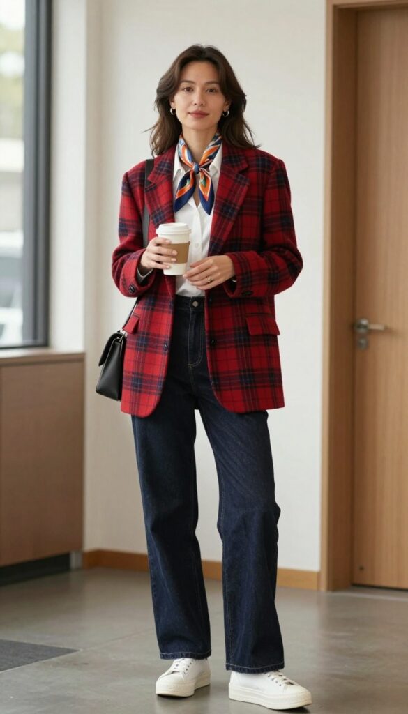 8. Wide-Leg Jeans with a Blazer and Statement Sneakers
