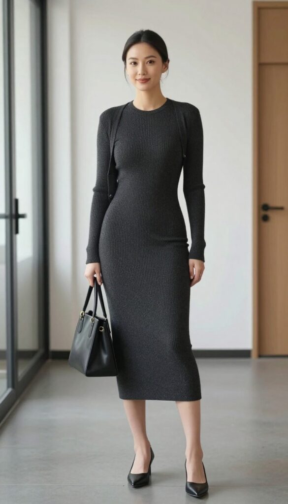 12. The Bodycon Dress with a Longline Cardigan