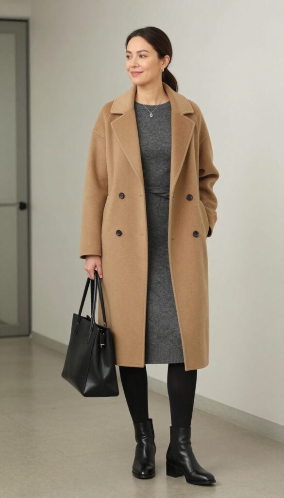 10. Layered Dress with a Belted Coat