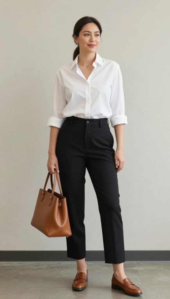 9. Wide-Leg Cropped Pants and a Button-Down Shirt