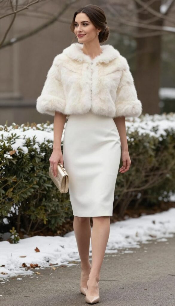 7. Fit-and-Flare Dress with a Faux Fur Cape