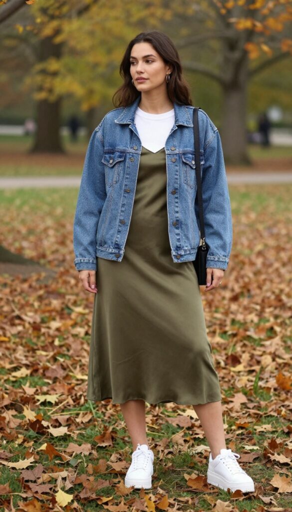 1. Slip Dress Over a White Tee with Chunky Sneakers