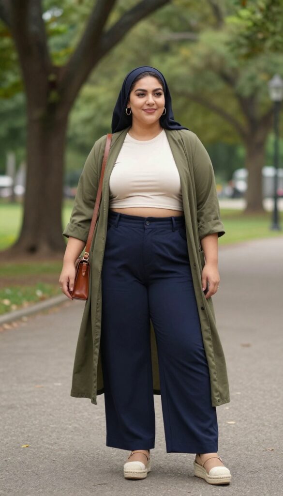 11. Palazzo Pants + Crop Top + Long Vest