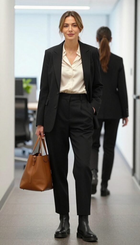 1. Chelsea Boots with Wide-Leg Trousers