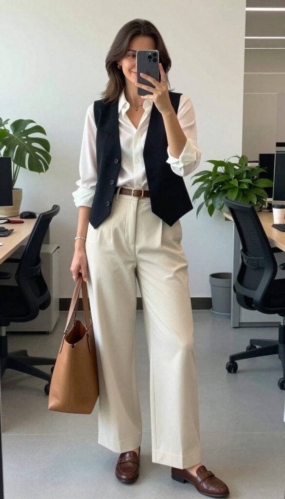11. The Vest and Blouse Combo