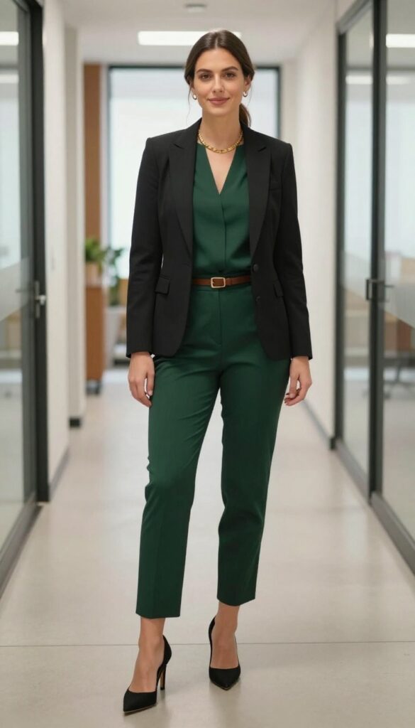 5. Jumpsuit with a Belt and Blazer