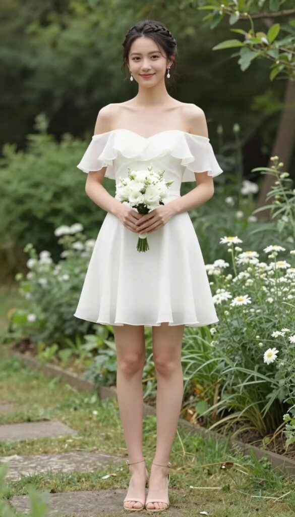 8. Off-Shoulder Dress with a Ruffled Cape
