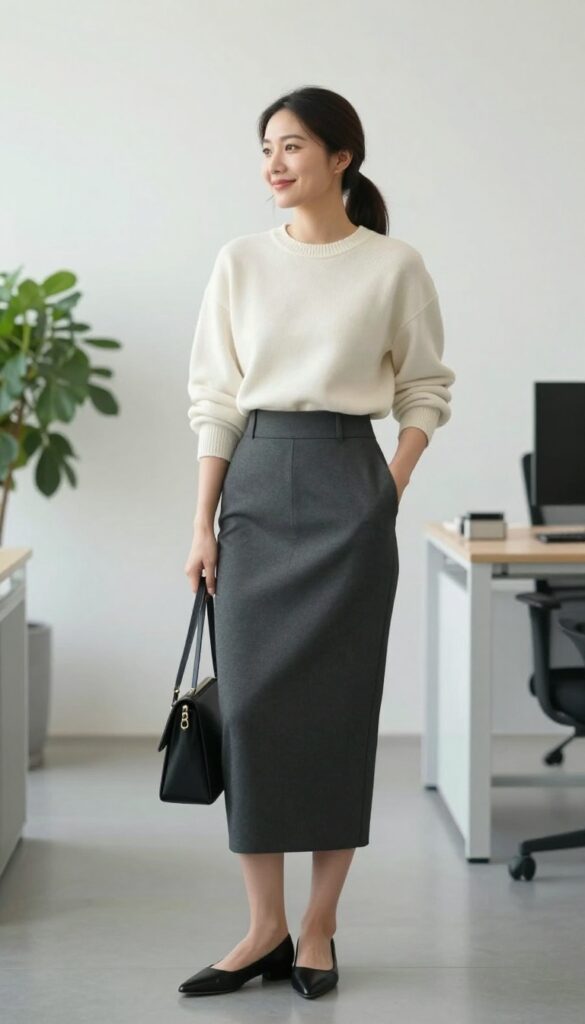 11. High-Waist Pencil Skirt + Cropped Sweater