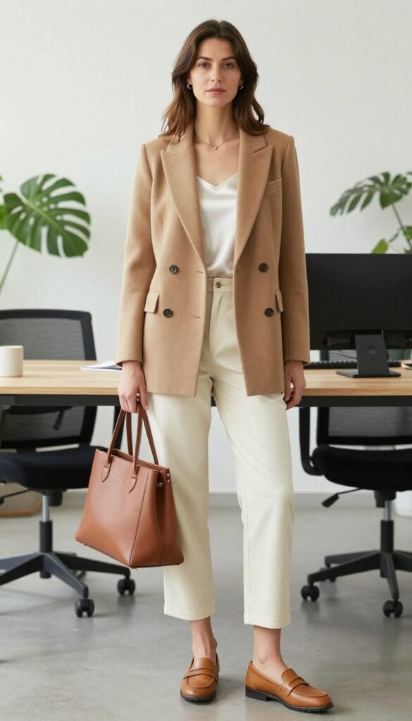 6. Double-Breasted Blazer with Cropped Trousers