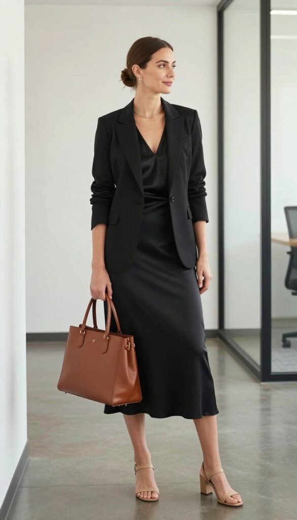 2. Blazer over a Slip Dress