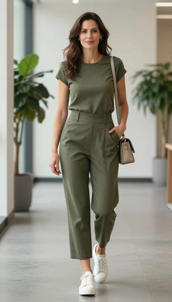 8. Cropped Wide-Leg Jumpsuit + Platform Sneakers
