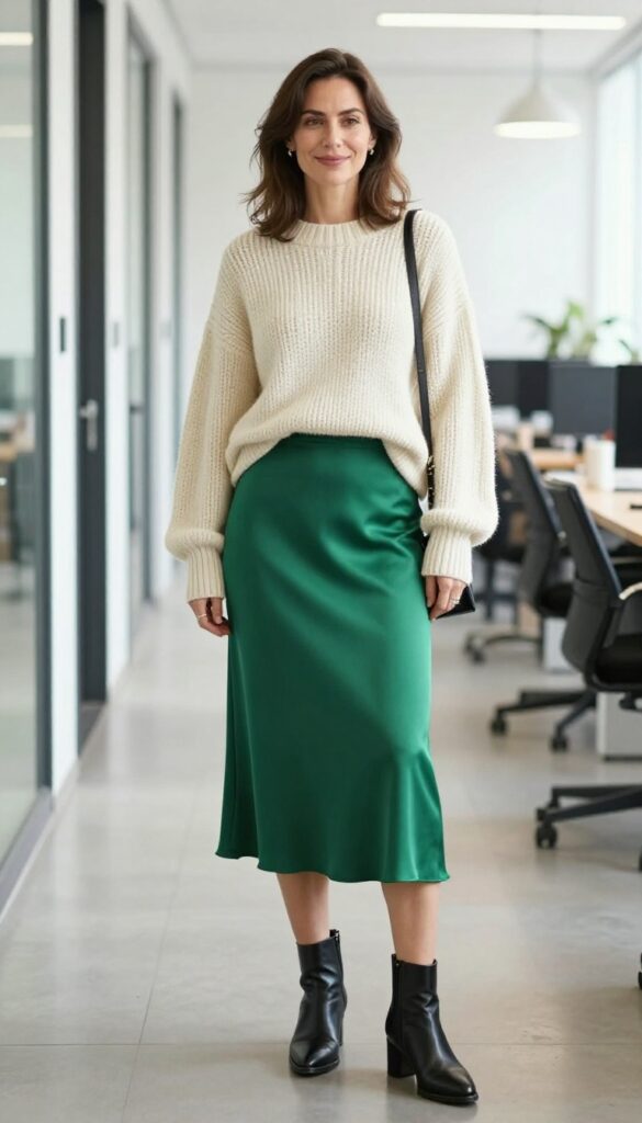 13. Slip Skirt with a Chunky Sweater