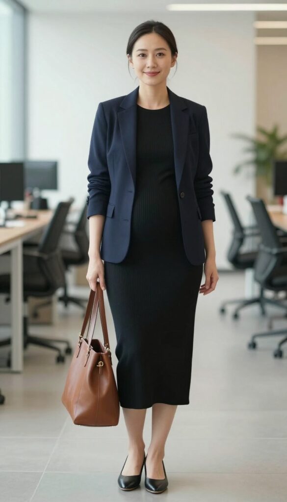 1. The Stretchy Knit Dress with a Blazer