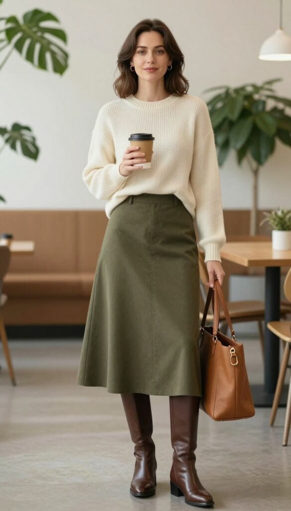 2. The Knit Top and Midi Skirt Combo