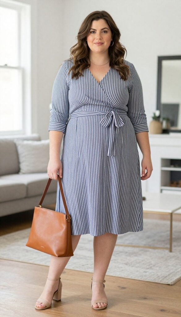 4. Wrap Dress with Vertical Details