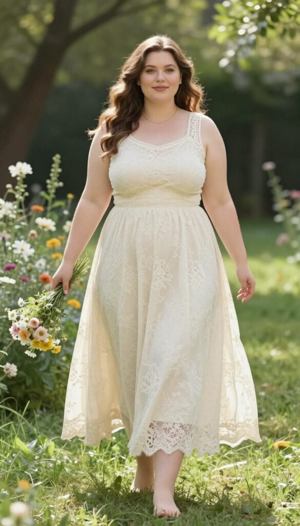 1. Flowy Lace Maxi Dress for a Garden Shoot