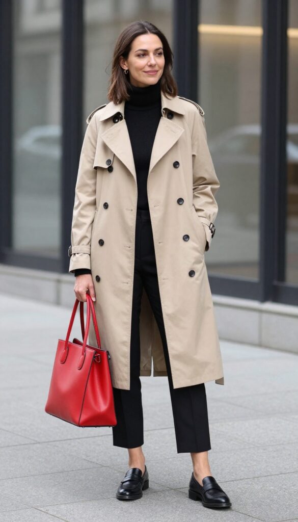 7. The Trench Coat and All-Black Ensemble