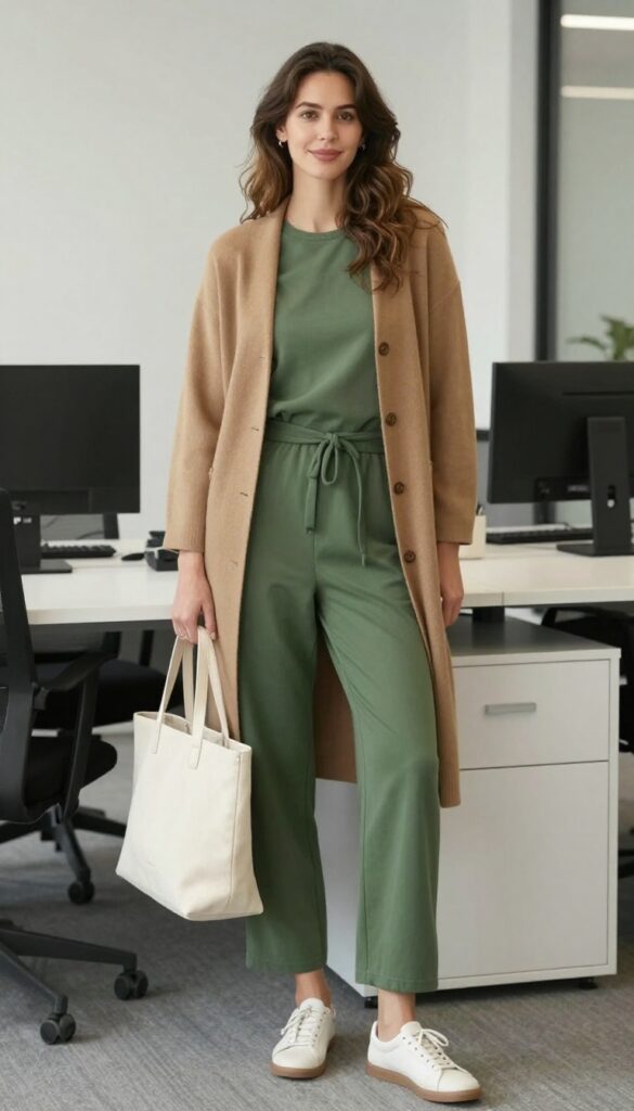 8. Cropped Wide-Leg Jumpsuit with a Cardigan